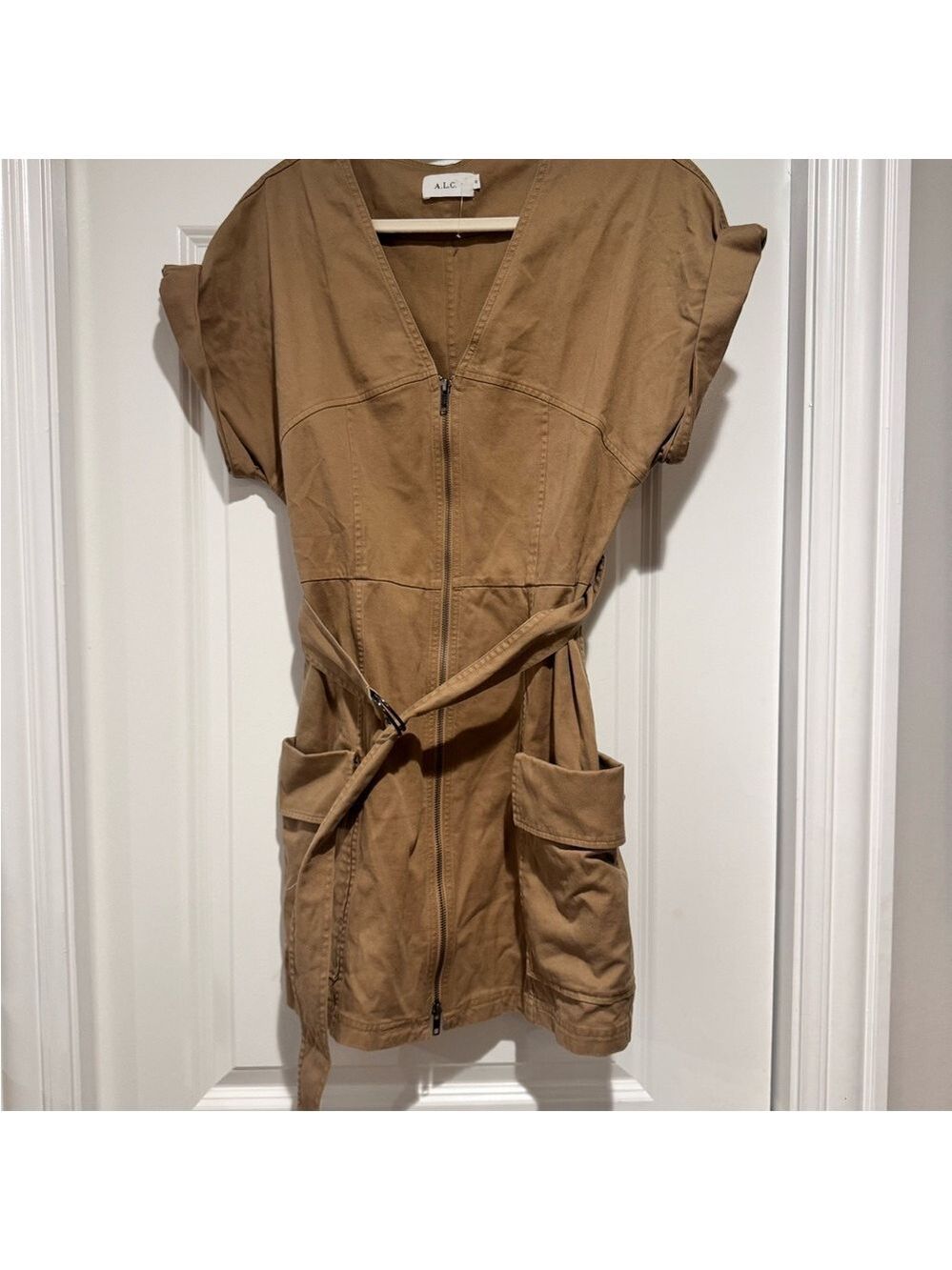 A.L.C. Bellamy twill belted dress, L - Picture 4 of 5